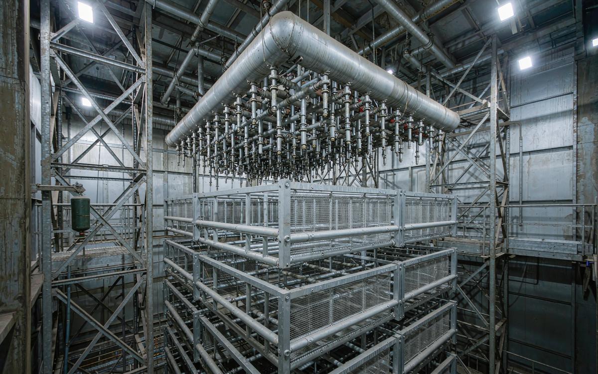 Absorber spray headers and mist eliminator modules